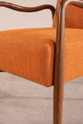 Upholstered Bundle Sway Accent Chair in Raffia Ginger Orange Fabric