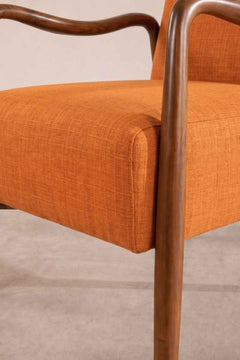 Upholstered Bundle Sway Accent Chair in Raffia Ginger Orange Fabric