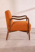 Upholstered Bundle Sway Accent Chair in Raffia Ginger Orange Fabric