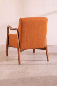 Upholstered Bundle Sway Accent Chair in Raffia Ginger Orange Fabric