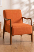Upholstered Bundle Sway Accent Chair in Raffia Ginger Orange Fabric