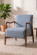 Upholstered Bundle Sway Accent Chair in Raffia Misty Grey Fabric