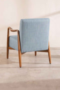 Upholstered Bundle Sway Accent Chair in Raffia Misty Grey Fabric