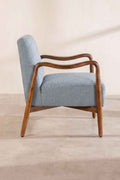 Upholstered Bundle Sway Accent Chair in Raffia Misty Grey Fabric