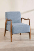 Upholstered Bundle Sway Accent Chair in Raffia Misty Grey Fabric