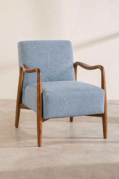 Upholstered Bundle Sway Accent Chair in Raffia Misty Grey Fabric