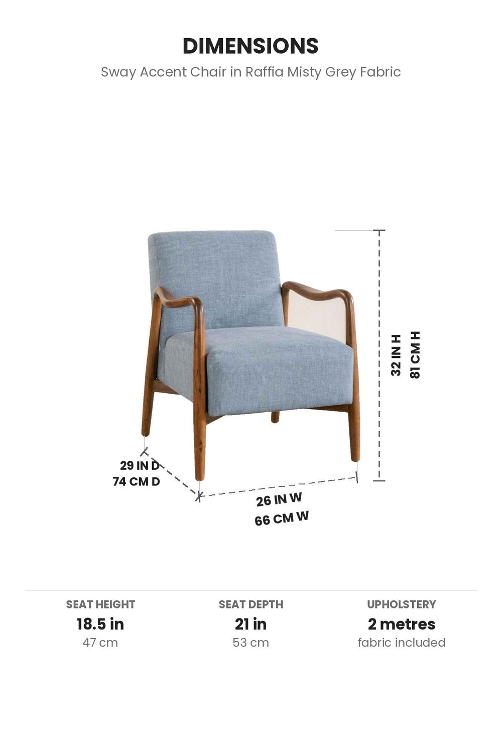 Upholstered Bundle Sway Accent Chair in Raffia Misty Grey Fabric