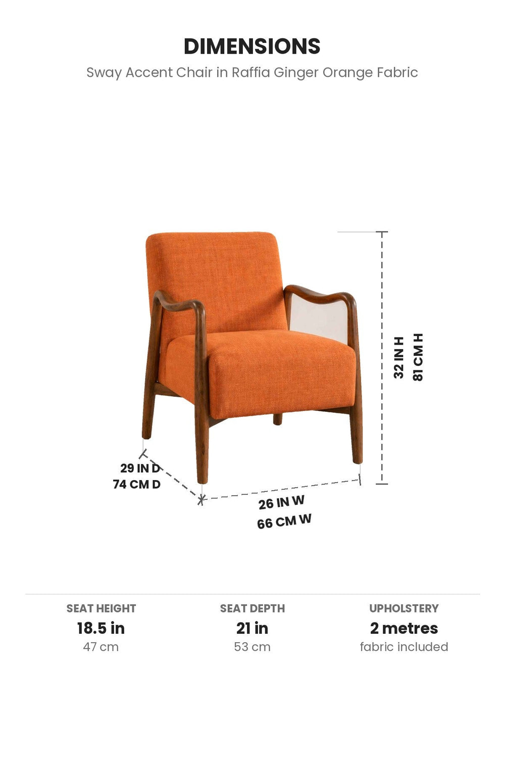 Upholstered Bundle Sway Accent Chair in Raffia Ginger Orange Fabric
