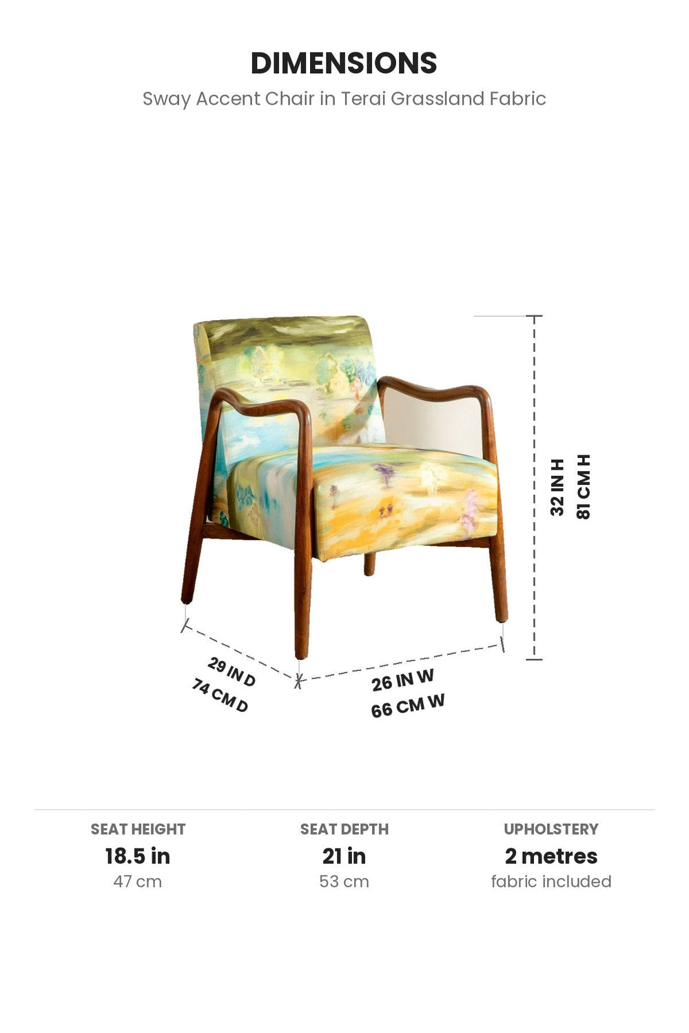 Upholstered Bundle Sway Accent Chair in Terai Grassland Fabric