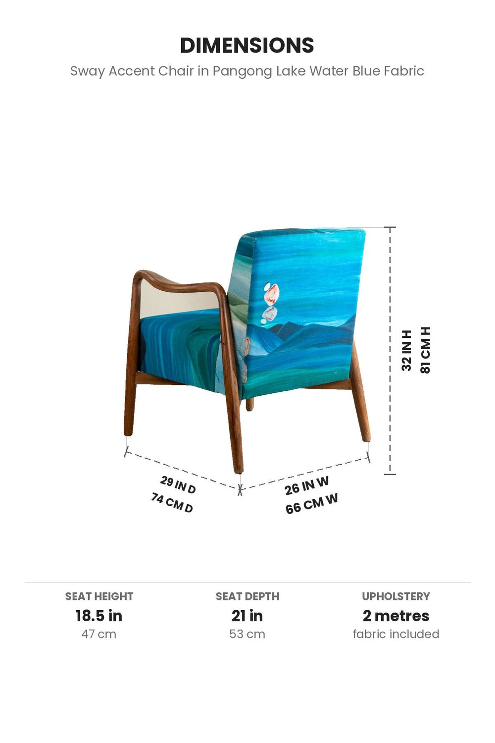 Upholstered Bundle Sway Accent Chair in Pangong Lake Water Blue Fabric