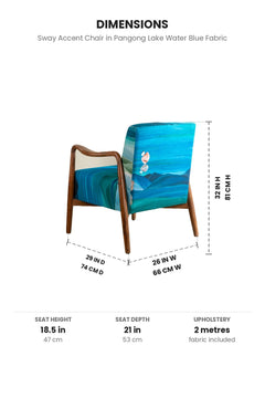 Upholstered Bundle Sway Accent Chair in Pangong Lake Water Blue Fabric