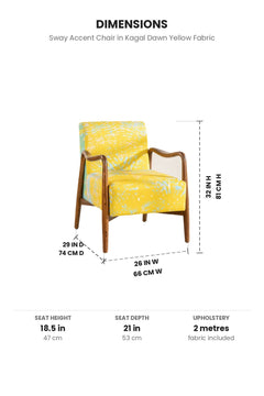 Upholstered Bundle Sway Accent Chair in Kagal Dawn Yellow Fabric