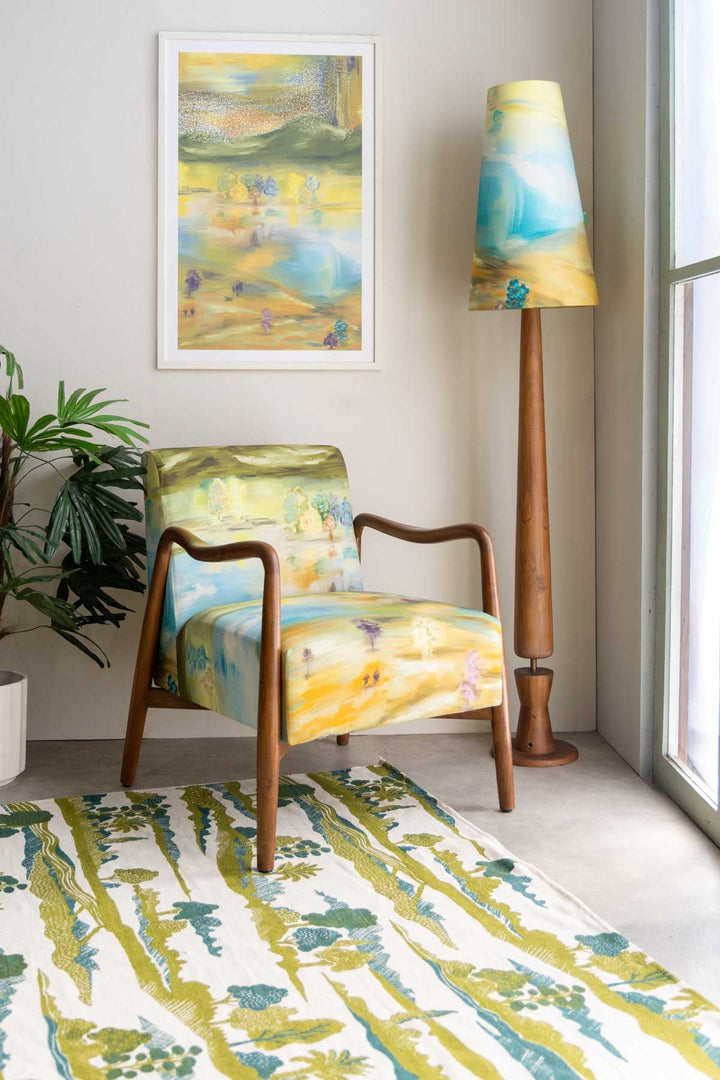 Upholstery Combo Sway Teak Wood Armchair