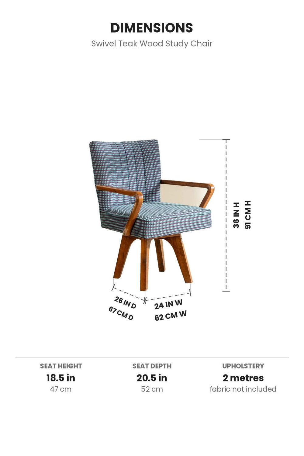 STUDY CHAIRS Swivel Teak Wood Study Chair