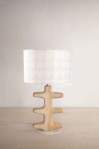 Tallar Table Lamp with Circle Grid Drum Lampshade (Grey)