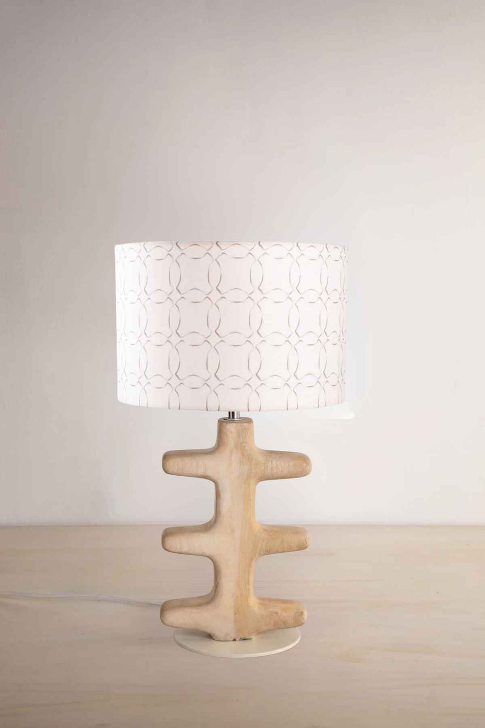 Lighting Bundle Tallar Table Lamp with Circle Grid Drum Lampshade (Grey)