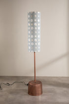 Tamara Metal Floor Lamp with Celestial Sky XL Cylinder Lampshade (Lunar Grey)