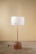 Tamara Metal Floor Lamp with Sabar Palm XL Drum Lampshade (Gold)