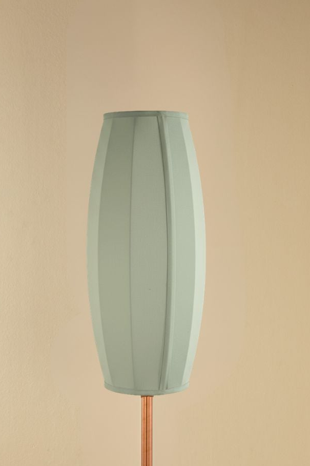Lighting Bundle Tamara Metal Floor Lamp with Solid Oval Cylinder Lampshade (Sage Green)