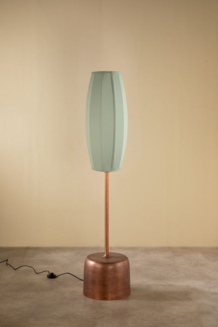 Lighting Bundle Tamara Metal Floor Lamp with Solid Oval Cylinder Lampshade (Sage Green)