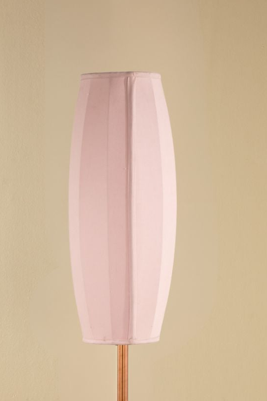 Lighting Bundle Tamara Metal Floor Lamp with Solid Oval Cylinder Lampshade (Dusky Pink)