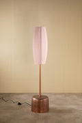 Lighting Bundle Tamara Metal Floor Lamp with Solid Oval Cylinder Lampshade (Dusky Pink)