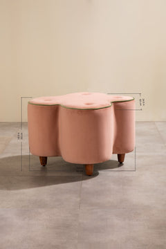 Upholstered Bundle Tamara Pouffe in Peach Velvet Fabric