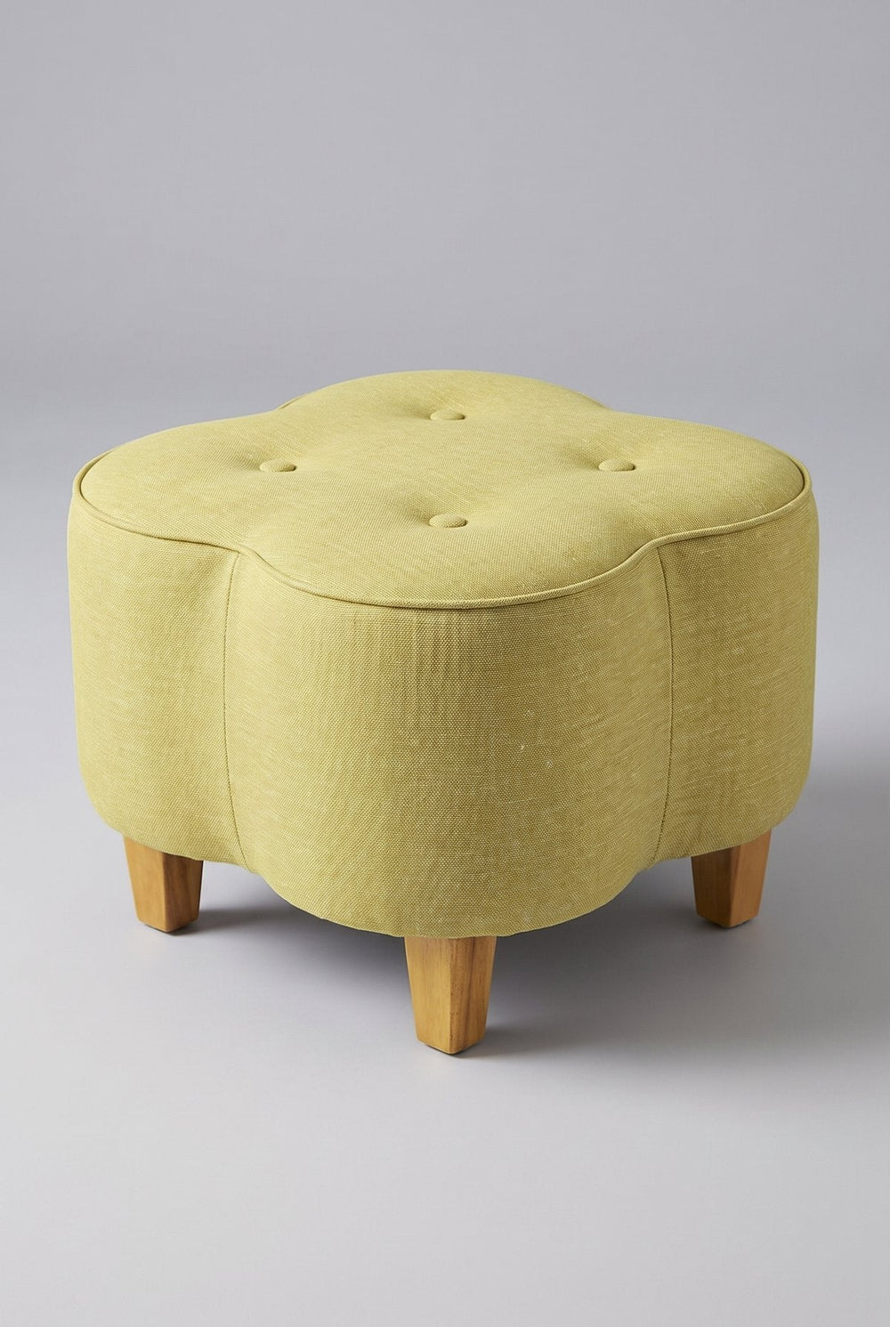 Upholstered Bundle Tamara Pouffe in Solid Twisted Herbal Green Fabric