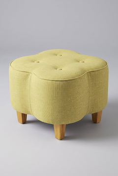 Upholstered Bundle Tamara Pouffe in Solid Twisted Herbal Green Fabric