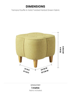 Upholstered Bundle Tamara Pouffe in Solid Twisted Herbal Green Fabric