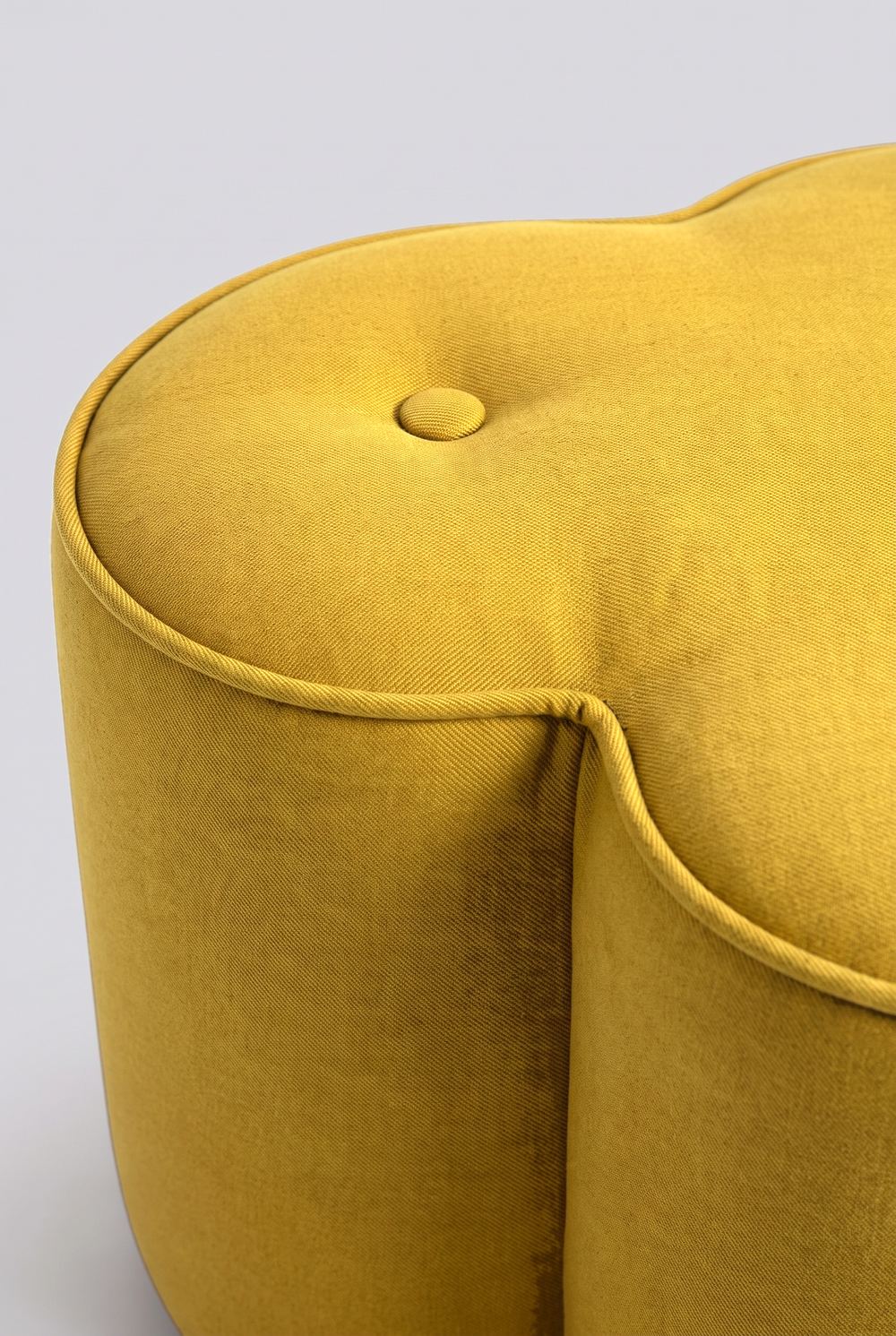 Upholstered Bundle Tamara Pouffe in Solid Twisted Mustard Fabric