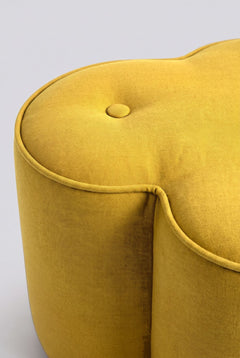 Upholstered Bundle Tamara Pouffe in Solid Twisted Mustard Fabric