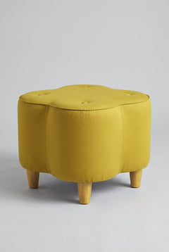 Upholstered Bundle Tamara Pouffe in Solid Twisted Mustard Fabric
