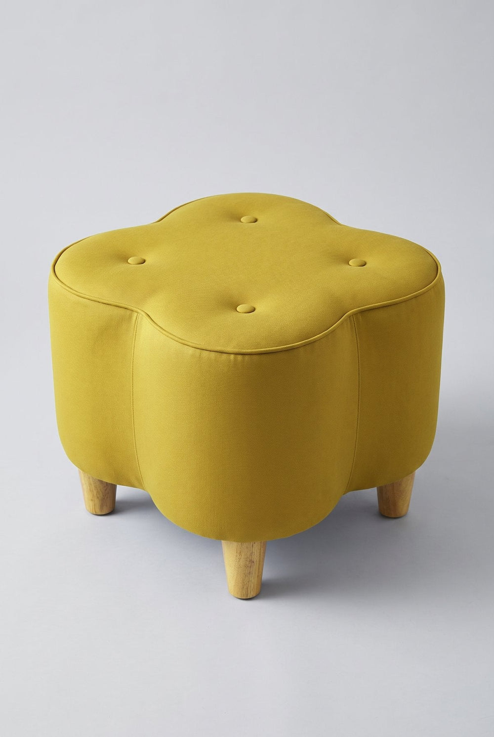 Upholstered Bundle Tamara Pouffe in Solid Twisted Mustard Fabric
