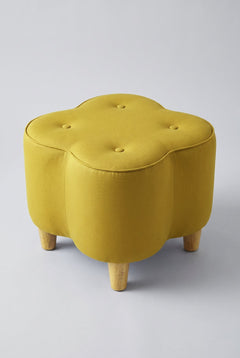 Upholstered Bundle Tamara Pouffe in Solid Twisted Mustard Fabric