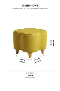 Upholstered Bundle Tamara Pouffe in Solid Twisted Mustard Fabric