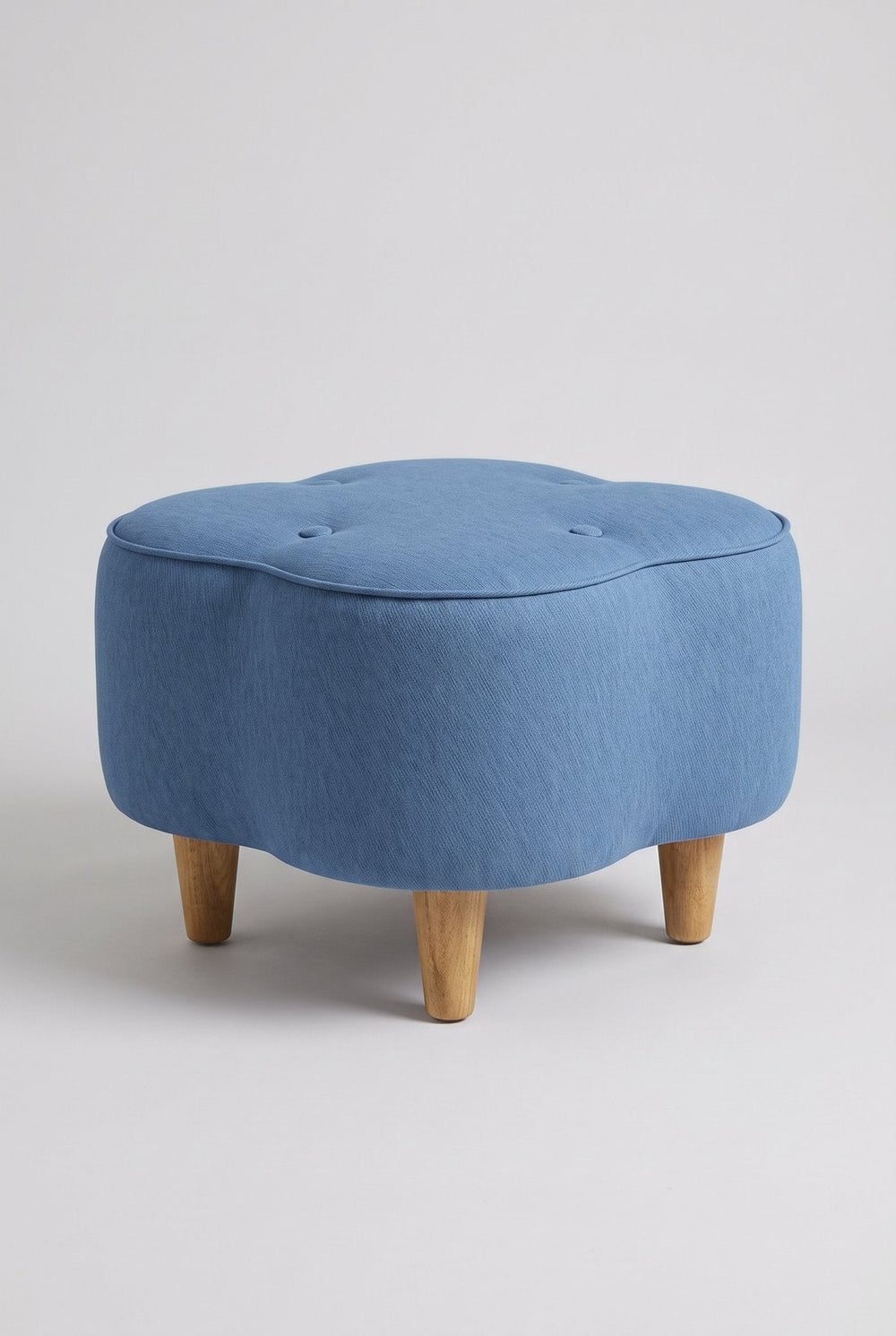 Upholstered Bundle Tamara Pouffe in Solid Twisted Water Blue Fabric