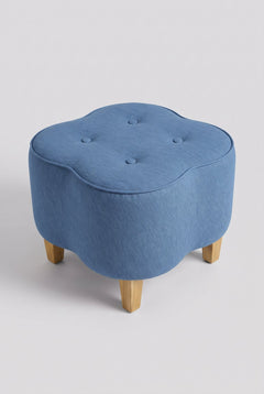 Upholstered Bundle Tamara Pouffe in Solid Twisted Water Blue Fabric