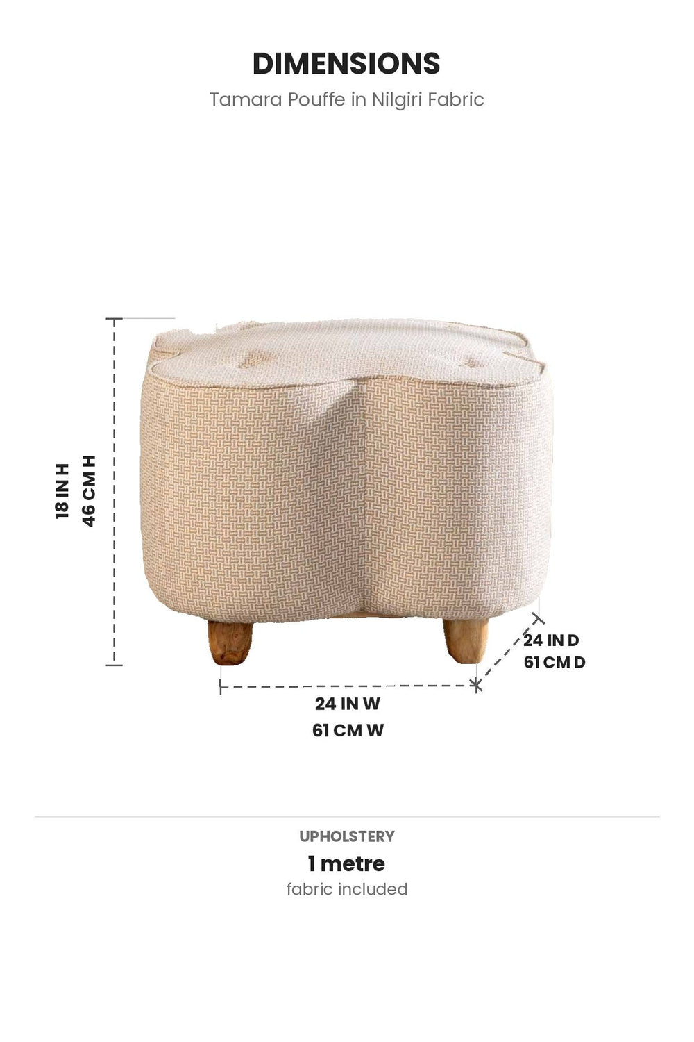 Upholstered Bundle Tamara Pouffe in Nilgiri Fabric