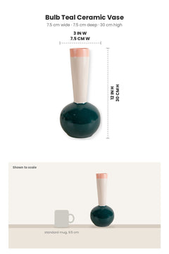 FLOWER VASES Bulb Teal Ceramic Vase