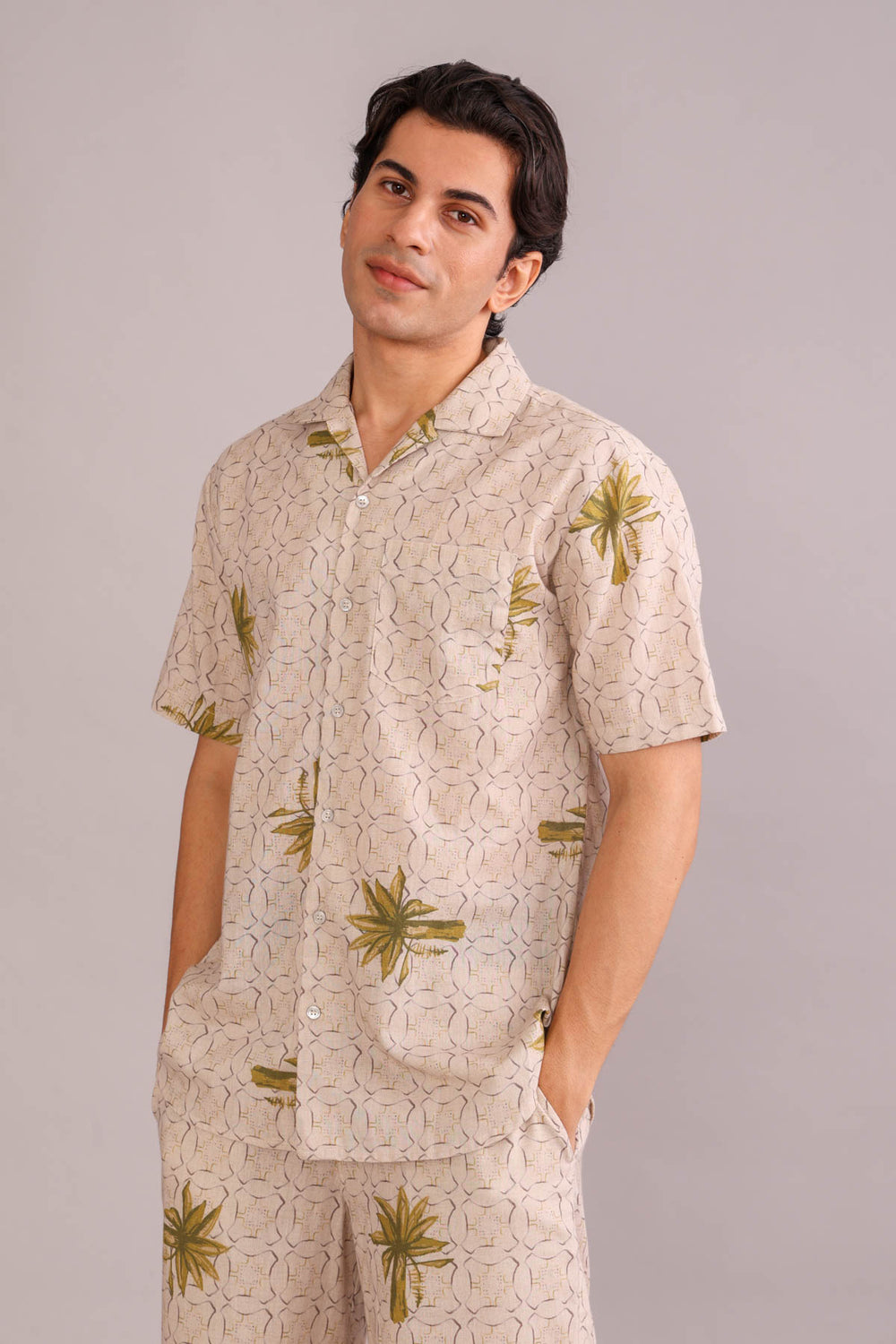 SHIRTS Temple Palm Camp Shirt (Parchment Beige)