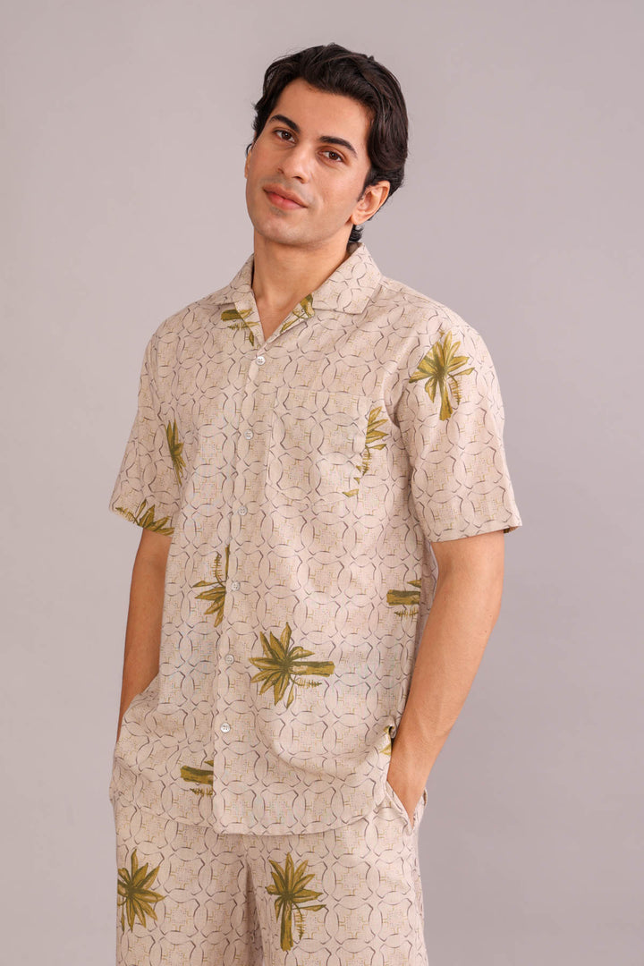 SHIRTS Temple Palm Camp Shirt (Parchment Beige)