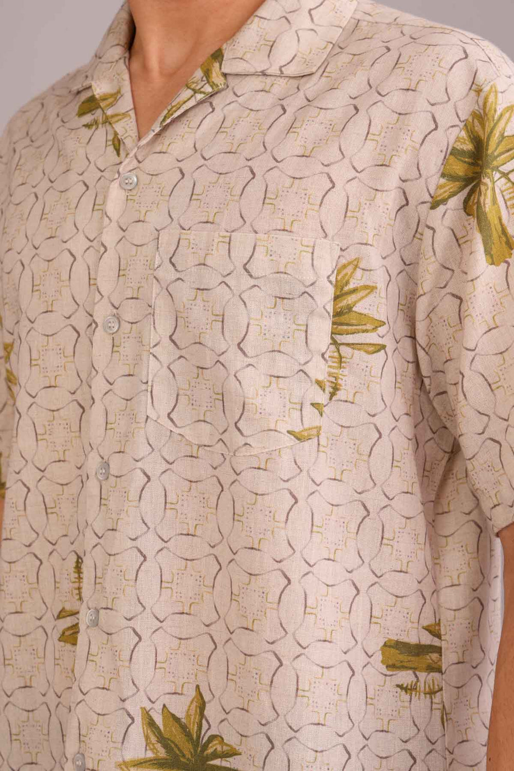 SHIRTS Temple Palm Camp Shirt (Parchment Beige)