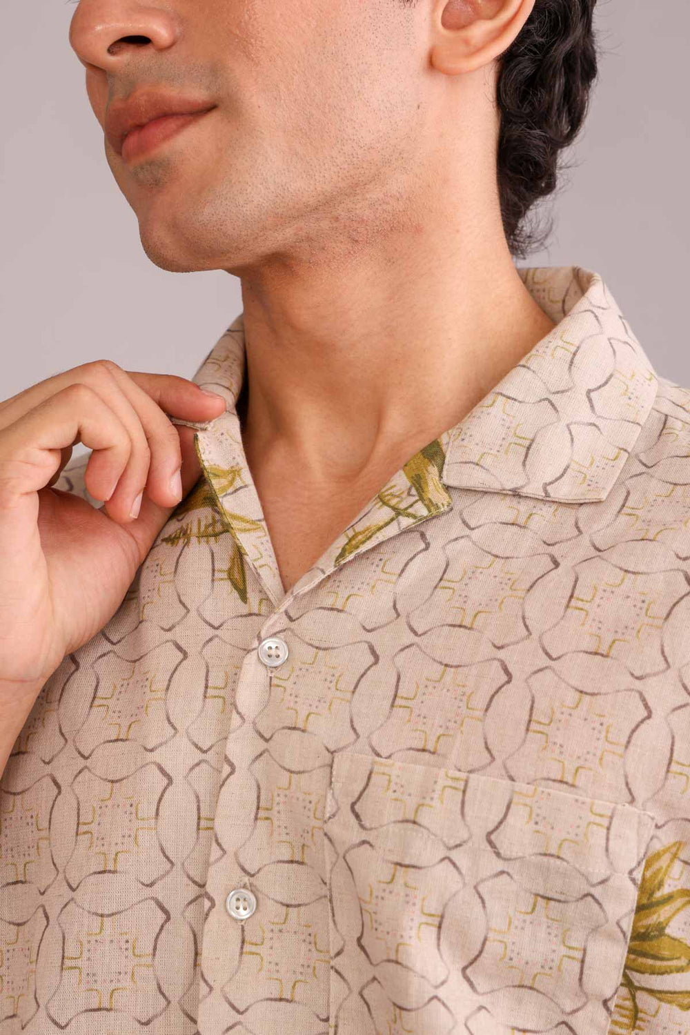 SHIRTS Temple Palm Camp Shirt (Parchment Beige)
