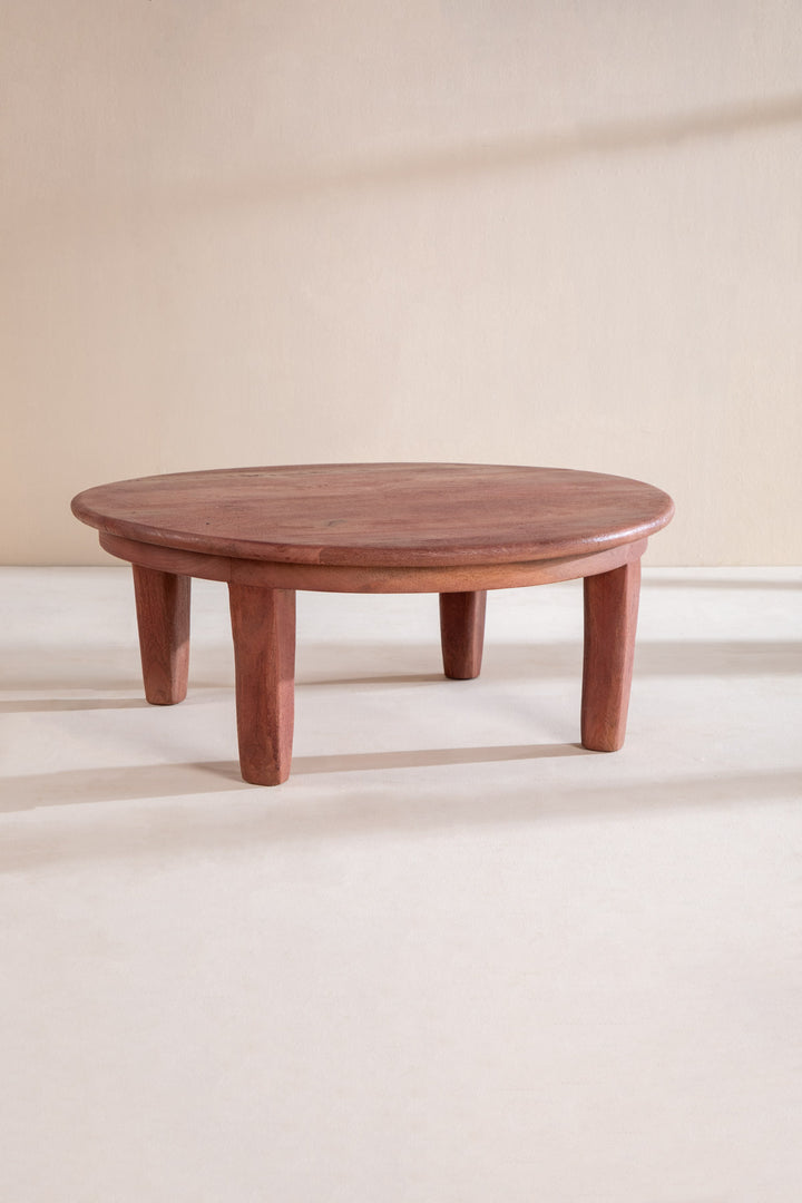 COFFEE TABLES Thal Mango Wood And Sandblasted Round Coffee Table