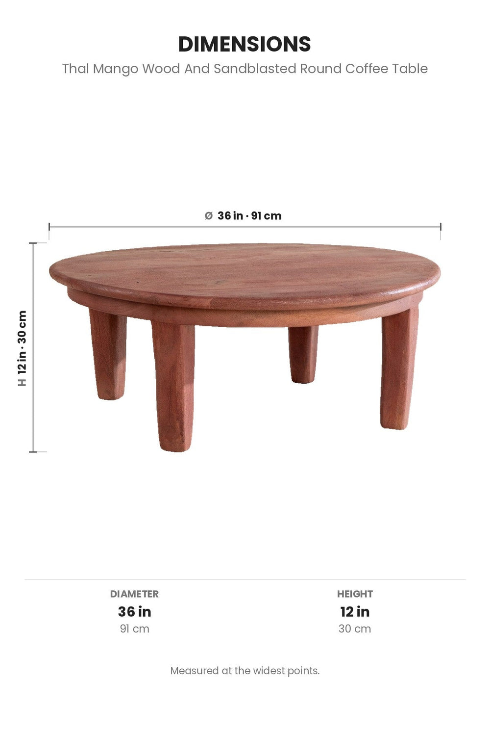 COFFEE TABLES Thal Mango Wood And Sandblasted Round Coffee Table