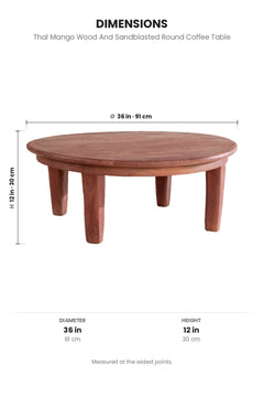 COFFEE TABLES Thal Mango Wood And Sandblasted Round Coffee Table