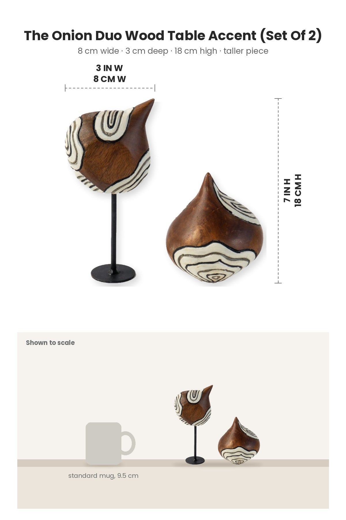 TABLE ACCENT The Onion Duo Wood Table Accent (Set Of 2)