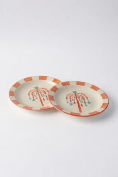 SNACK PLATES Toddy Palm Tree Ceramic Snack Plate (Set Of 2)