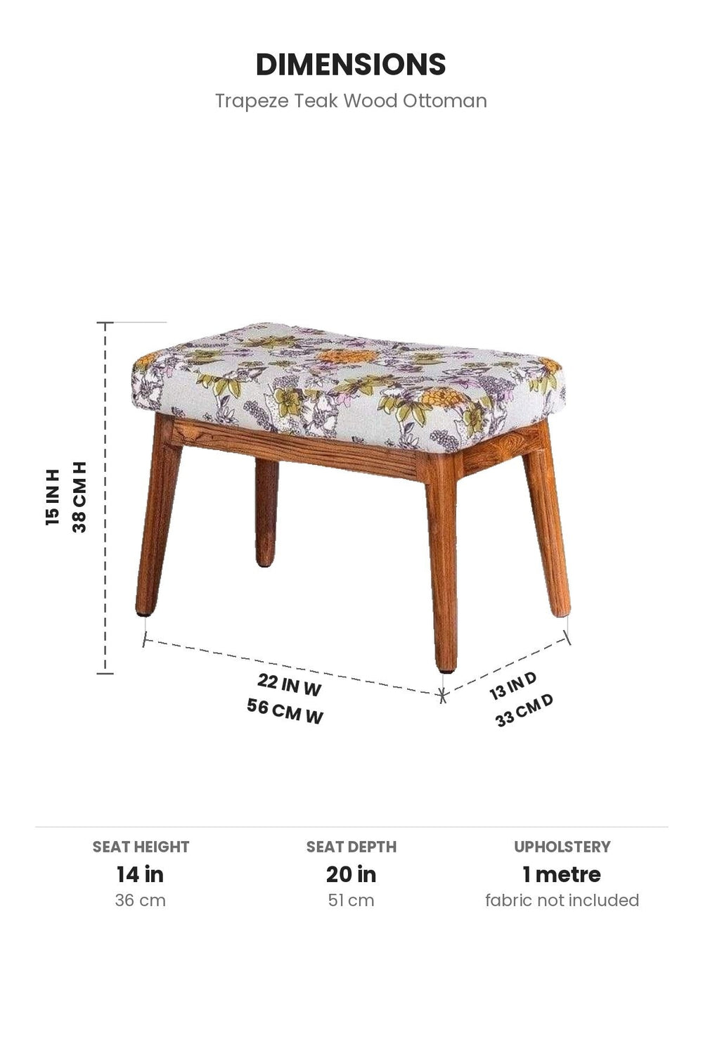 OTTOMANS Trapeze Teak Wood Ottoman
